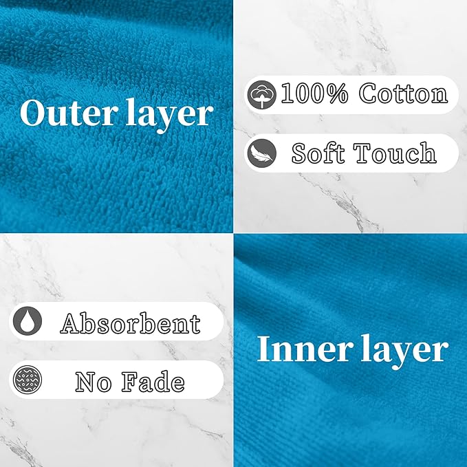 VOOVA & MOVAS Wash Mitts for Body 6-Pack, 100% Cotton Soft Absorbent Wash Cloths - Image 3