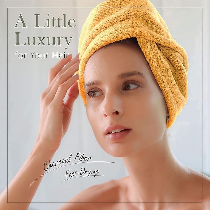 myHomeBody Hair Towel Wrap, Luxury Quick Drying Turban, Ultra Soft Absorbent - Image 2