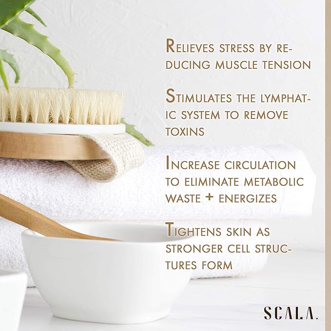 Dry Brushing Body Brush SCALA Natural Bristle Body Brush, Soft Body Exfoliating - Image 7