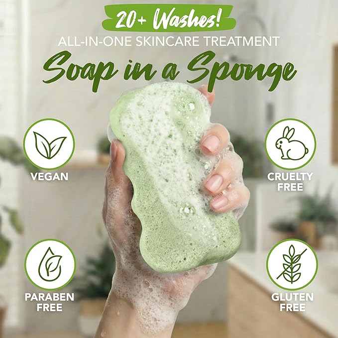 Spongeables Body Wash in a 20+ Wash Sponge, Cool Cucumber - Image 3