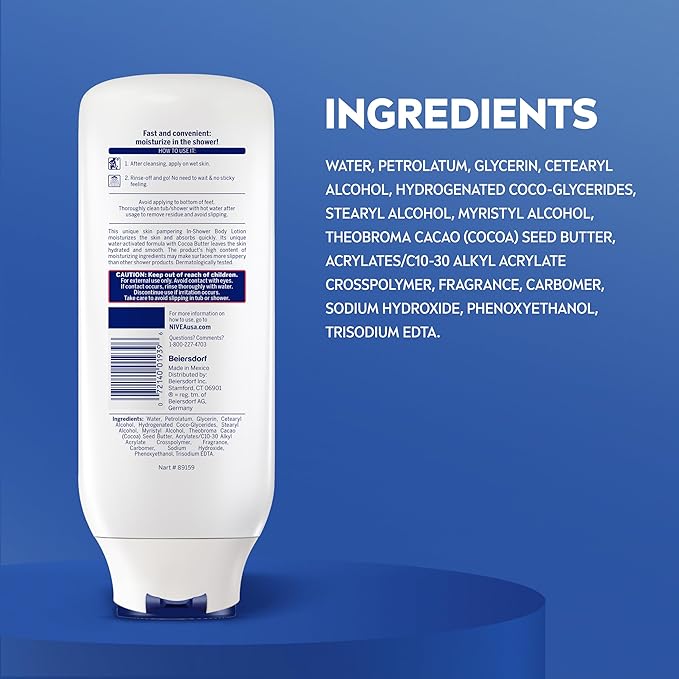NIVEA Cocoa Butter In Shower Lotion, Water Activated In Shower Moisturizer - Image 6