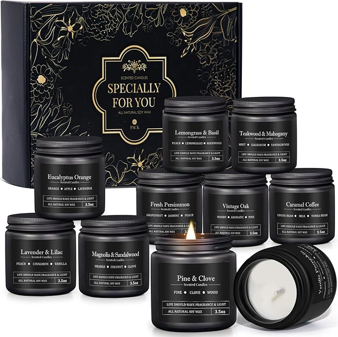 10 Pack Scented Candles for Men, Masculine Candle Gift Set - Image 7
