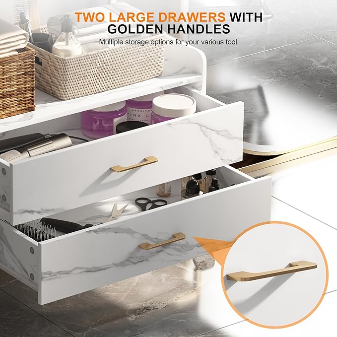 Salon Rolling Trolley with Lockable Wheels Barber Cart with Storage Drawer - Image 7