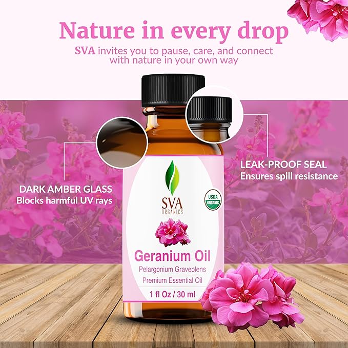 SVA Geranium Essential Oil Organic – 1 Fl Oz – 100% Natural Organic Geranium Oil - Image 7