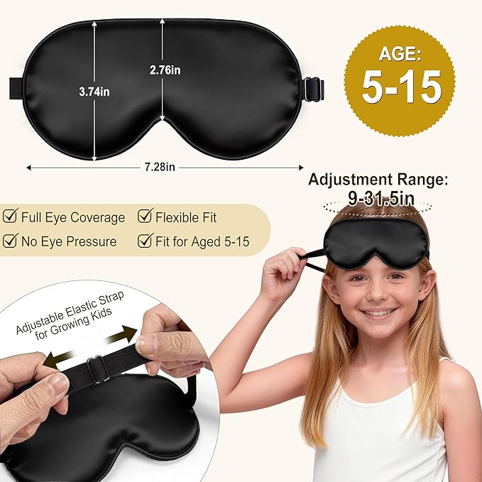 Kids Sleep Mask, Kids Eye Mask for Boys Girls, Kid Silk Eye Masks - Image 3