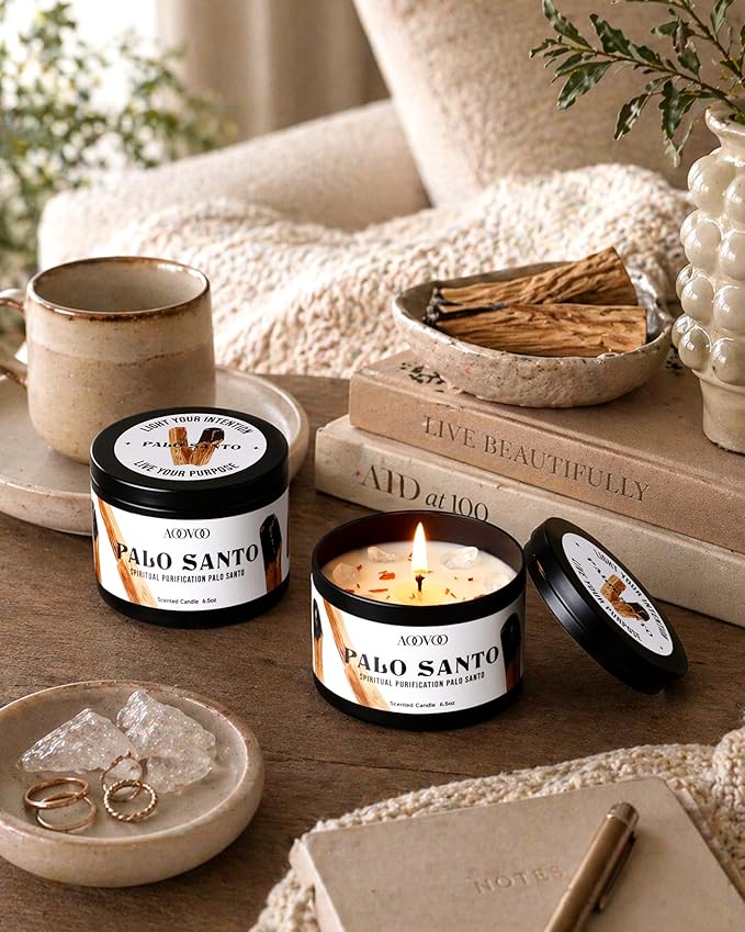 AOOVOO 2 Pack Palo Santo Candles – Cleansing Candle - Image 5