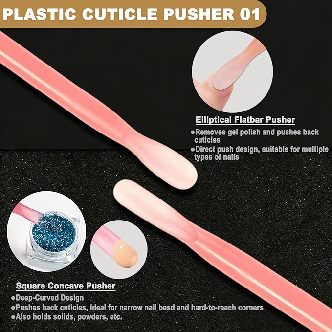 2Pcs Plastic Cuticle Pusher, Dual-end Dead Skin Nail Pusher, Gentle Plastic - Image 2