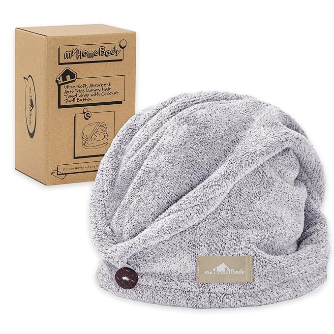 myHomeBody Hair Towel Wrap, Luxury Quick Drying Turban, Ultra Soft Absorbent by myHomeBody