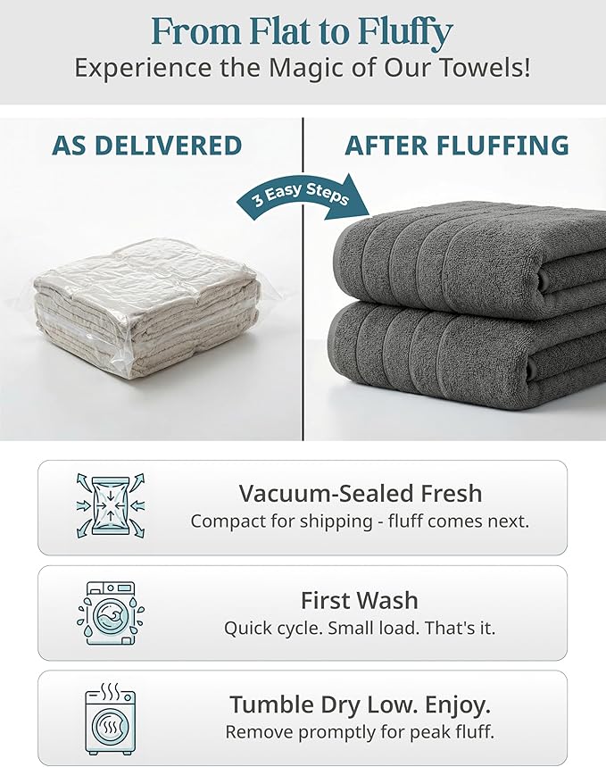 100% Cotton Bath Towels Set of 24 – 2 Bath Sheets, 2 Large Bath Towel, 2 Gym - Image 9