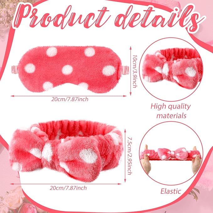 Xuhal 24 Pcs Spa Sleepover Party Favors Supplies Plush Headband and Eye Mask - Image 3