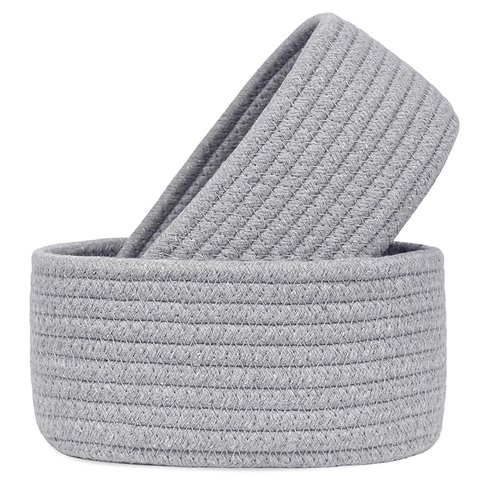 【2 Pack】ABenkle Small Woven Baskets, Tiny Oval Shallow Storage Baskets by ABenkle
