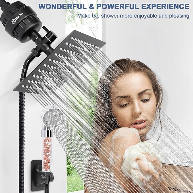 HarJue Filter Shower Head, High Pressure 8 Inch Rainfull - Image 6