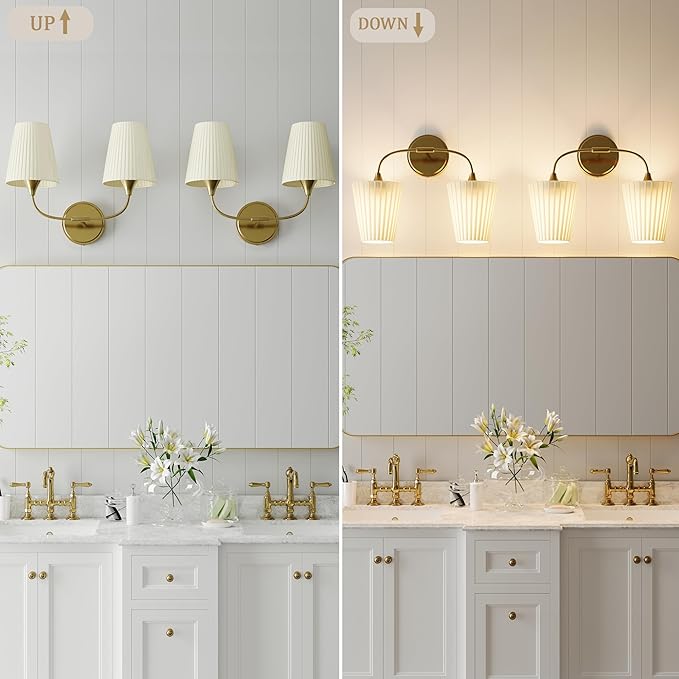 Bathroom Vanity Light with Fabric Shade, 2-Light Bathroom Vanity Light Over - Image 8