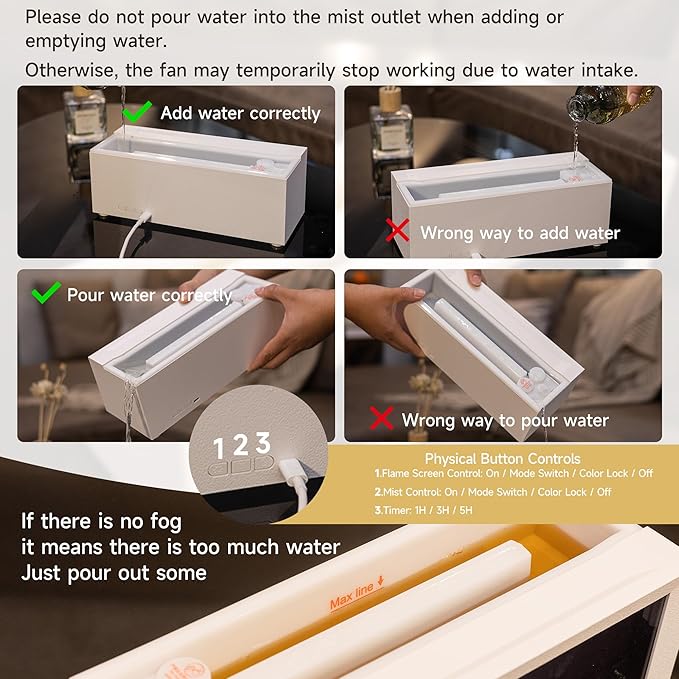 TMEHM Fireplace Flame Air Diffuser Humidifier, 7 Colors Aromatherapy Essential - Image 8