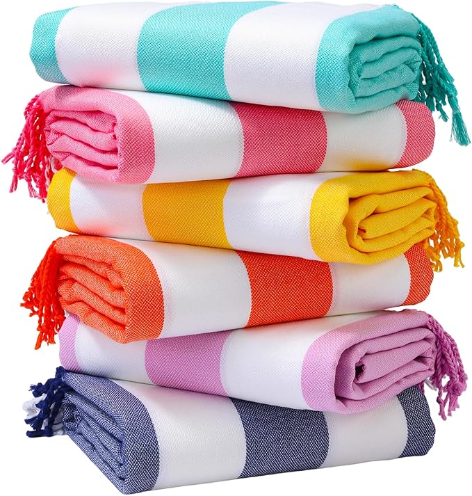 Genovega 6 Oversized Turkish Beach Bath Towel Set Bulk 74"x38" Extra Large Sand by genovega