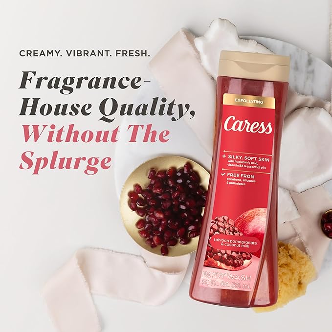 Caress Tahitian Pomegranate & Coconut Milk Exfoliating Scrub Body Wash - Image 3