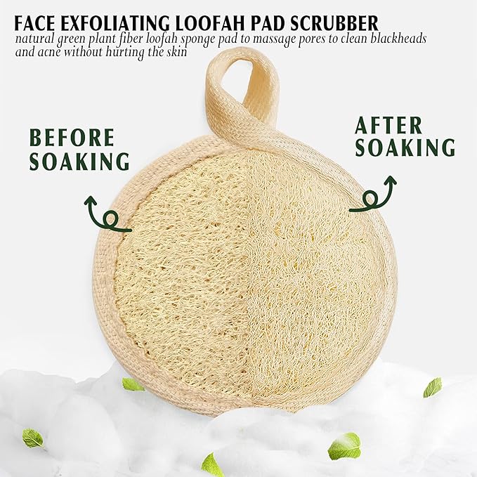 YIQINGJIE Natural Loofah Exfoliating Face Scrubber, Facial Scrubber Loofa Pads - Image 2