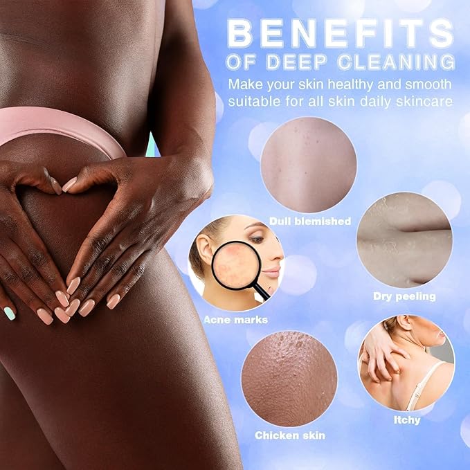 UJFQBH 3 Piece Bright Style African exfoliating net Exfoliating Shower Set Long - Image 5