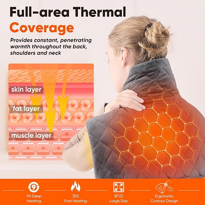 Weighted Heating Pad for Neck Shoulders and Back, Mothers Day Gifts for Mom - Image 3