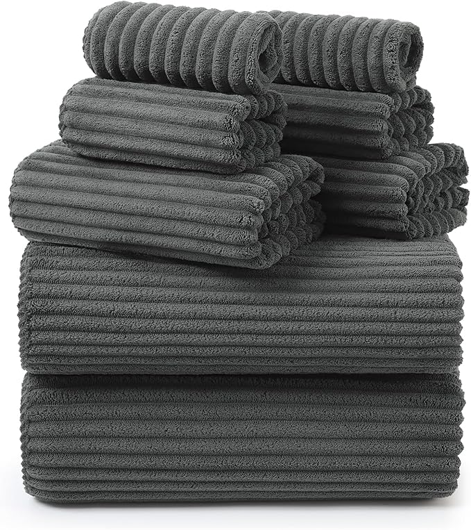 REDKISS Charcoal Gray Bath Towels Set 8 Piece by REDKISSOnline