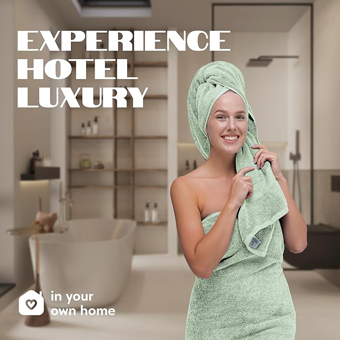 White Classic Luxury Bath Towels Set of 4 Large - Image 6