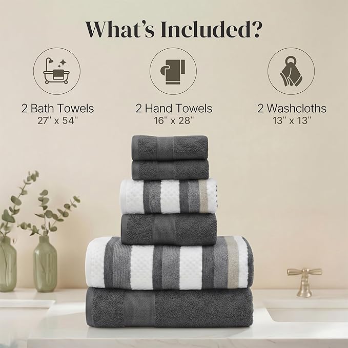 Modern Threads Pax 6-Piece Reversible Yarn Dyed Jacquard Towel Set - Image 3