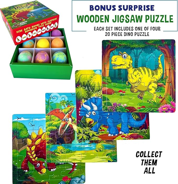 Bath Bombs for Kids with Surprise Toys Inside Plus Dinosaur Puzzle - Image 6
