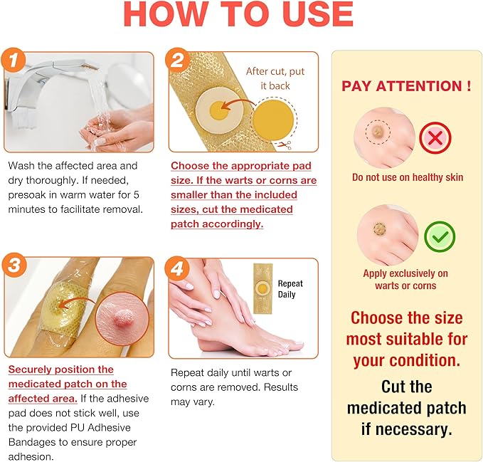 Samsali Wart Corn Remover Pads for Feet: 42 Pack Salicylic Acid Extra Strength - Image 5