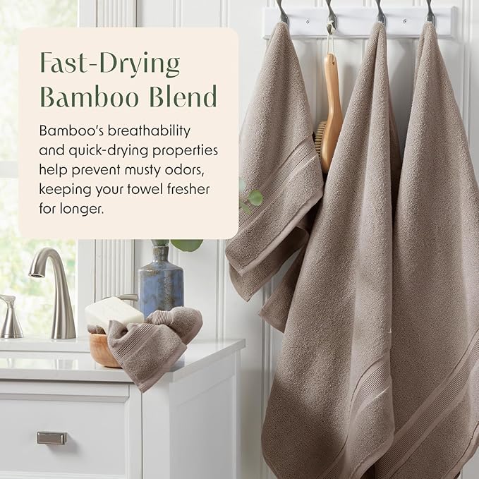 Springtree Home Luxury Bamboo Rayon Bath Towel Set of 4 | 35% Bamboo Rayon - Image 4