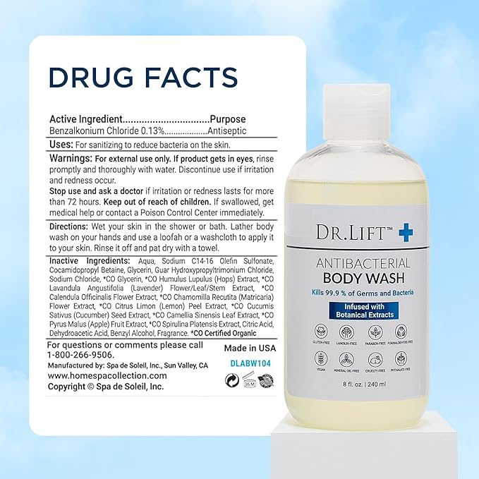 DR. LIFT Antibacterial Body Wash, Refreshing Scent, Hydrating Shower or Bath - Image 8