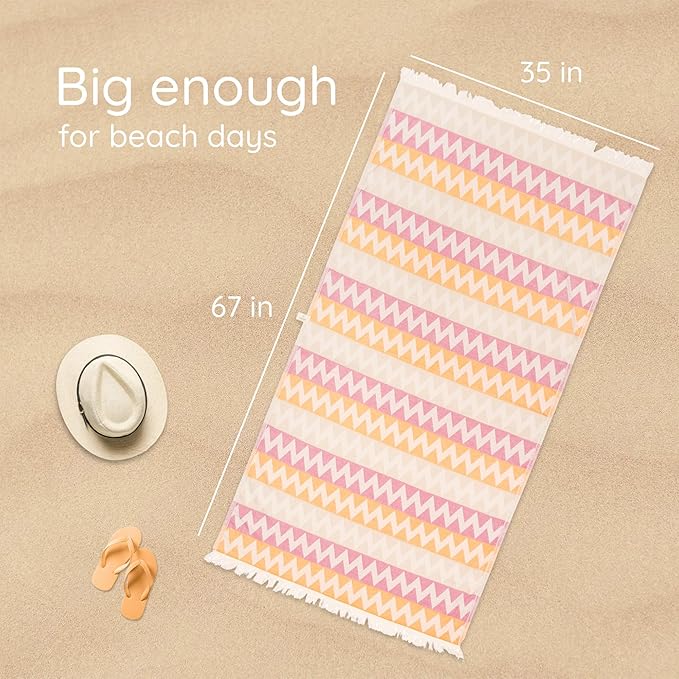 Turkish Beach Towel – 100% Cotton Quick Dry, Lightweight Oversized Beach Towel - Image 3