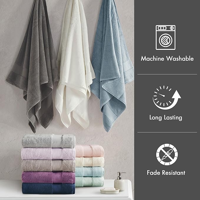Madison Park Turkish 100% Cotton 600Gsm Luxury Premium Thick Soft Absorbent - Image 6