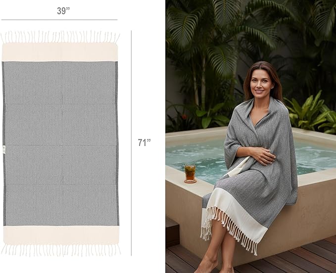 Bazaar Anatolia Turkish Beach Towel 100% Cotton Bath Towels 71x39 Quick Dry - Image 5
