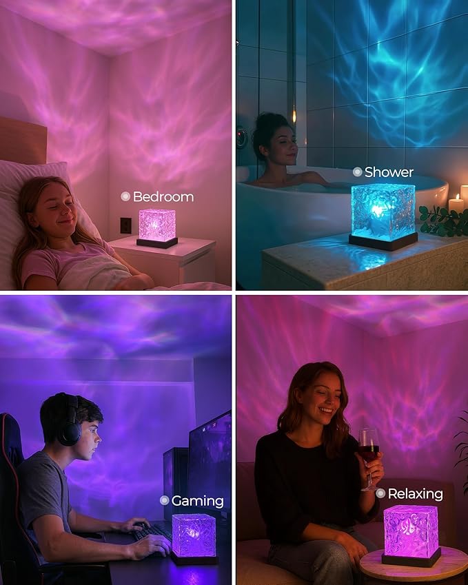 Rechargeable Shower Light Cube, 16 Color Ocean Wave Projector Light Battery - Image 7