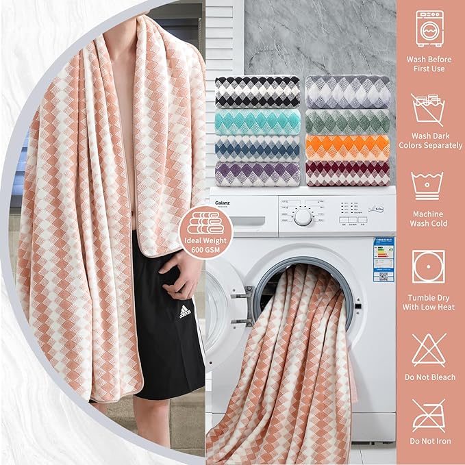8 Piece Bathroom Towel Set |2 Oversized Bath Towels, 2 Hand Towels, 4 - Image 3