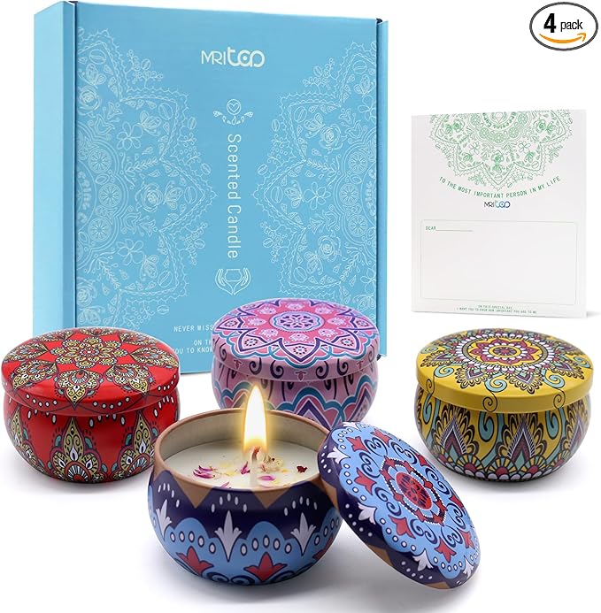 Scented Candles Gift Set for Women 4 Pack Soy Wax Candles by MRLTOP
