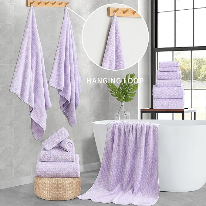 Ultra Soft Bath Towel Set, 12 Piece Family Bathroom Towels Set - Image 2