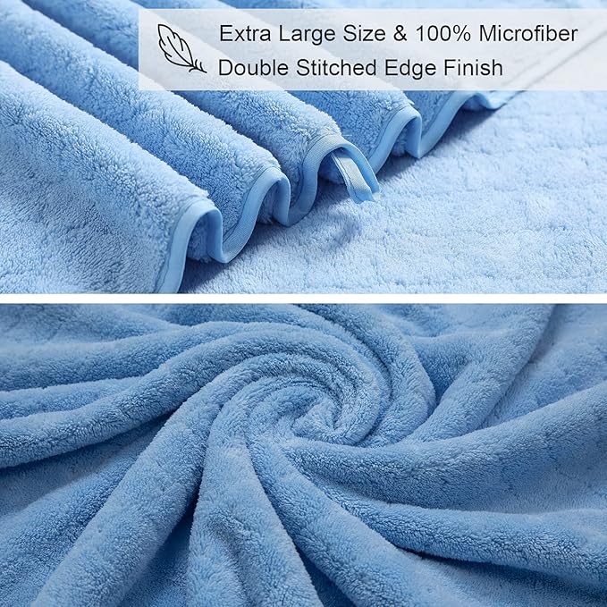 8-Piece Blue Bath Towels Set, 2 Oversized Large Bath Towels Sheet, 2 Hand - Image 7
