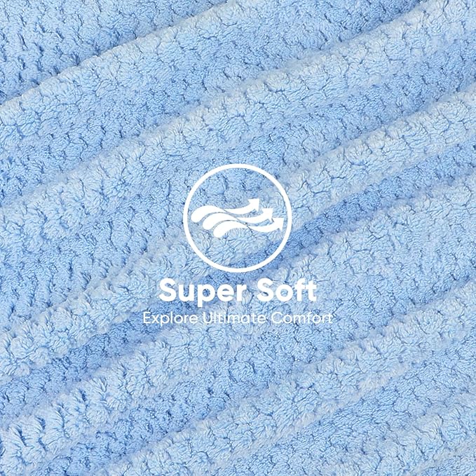 HOMEXCEL Blue Microfiber Hair Towels 5 Pack- 40 x 20 inches Super Soft - Image 2