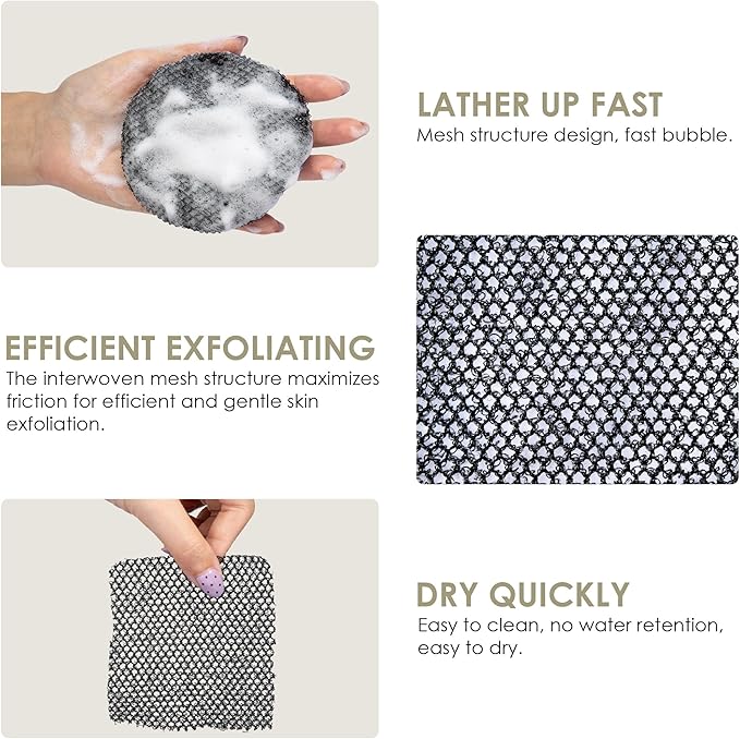 INNERNEED Exfoliating Net Cover Sponge Bath Scrubbing Loofah Rough Washcloth - Image 3