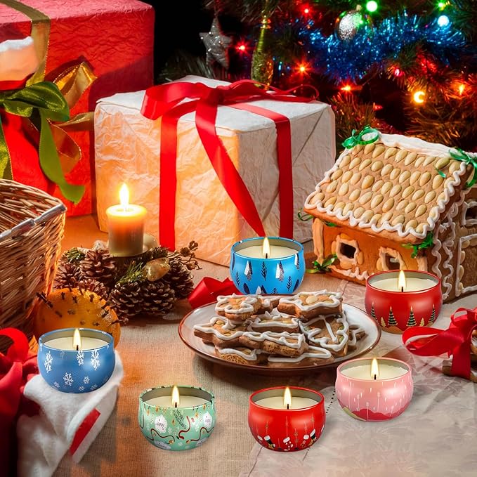 24Pack Christmas Scented Candle Tins Gift Set - Image 2