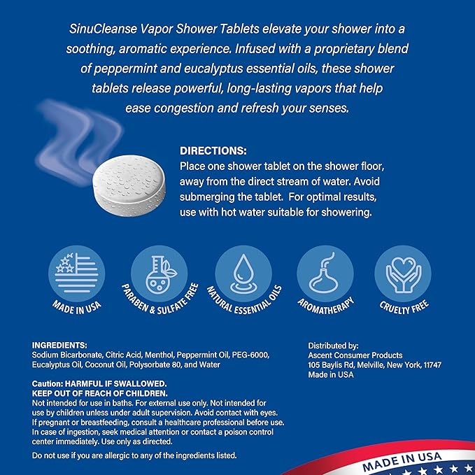 Sinucleanse Vapor Shower Steamers, All Natural Eucalyptus & Mint Aromatherapy - Image 7