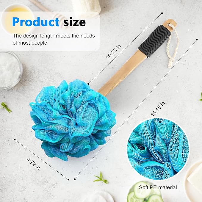 Loofah on a Stick PE Soft Mesh Luffa - Image 3