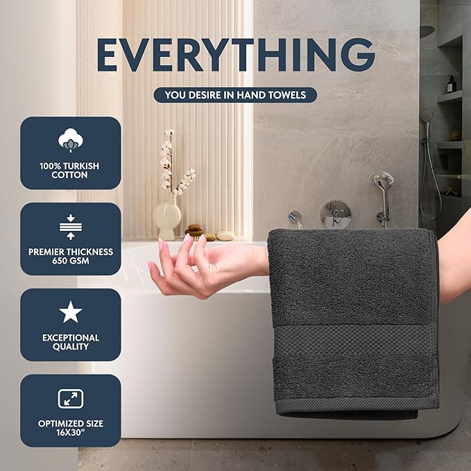White Classic Luxury Charcoal Hand Towels - Image 2