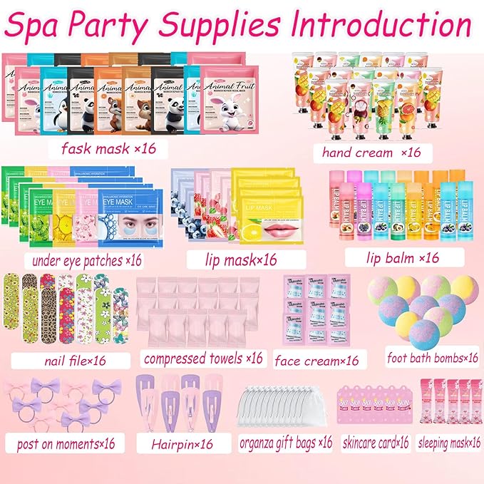 224PCS Spa Party Supplies for Girls, Spa Party Favors Include Face Masks - Image 2