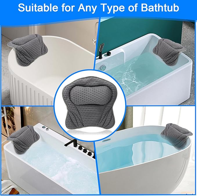 Bath Pillow for Tub, Ergonomic Pillow for Headrest, Shoulder and Back Support - Image 6