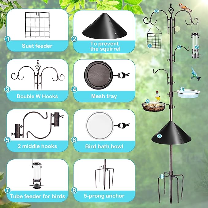 YINGYM Bird Feeding Station Kit, 87 Inches Bird Feeder Pole, Premium Feeder - Image 3
