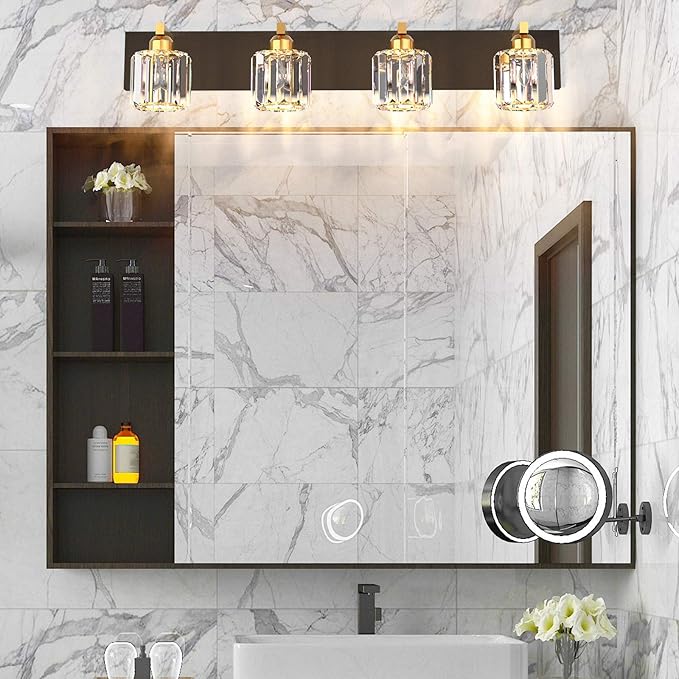 Aipsun Crystal Bathroom Vanity Lighting Black Vanity Light Fixtures Modern - Image 7