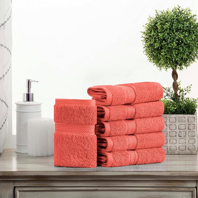 SUPERIOR Egyptian Cotton Pile Face Towel/Washcloth Set of 6, Ultra Soft Luxury by SUPERIOR