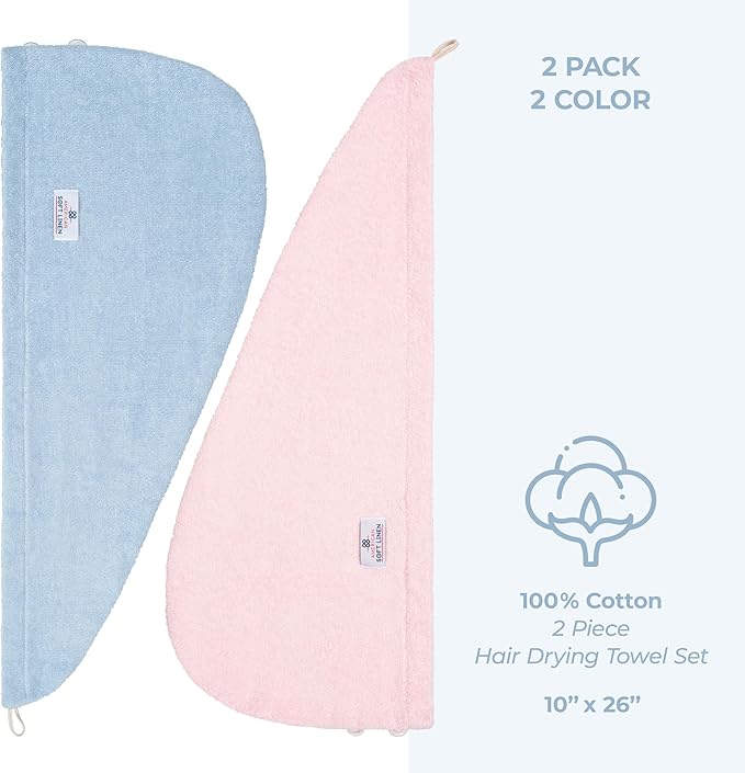 American Soft Linen 100% Cotton Hair Towels - Image 5